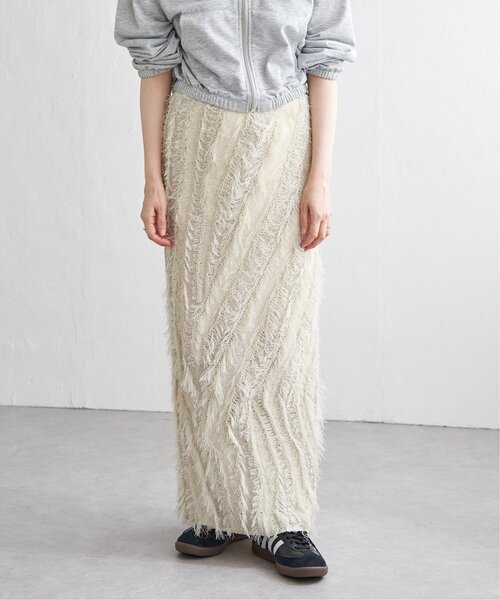 VENCEEXCHANGE（ヴァンスエクスチェンジ）の「麻タッチフリンジニットストレートスカート（スカート・レディース・その他1/ブラック/アイボリー・FREE）」の15枚目の写真