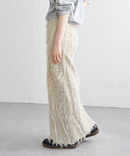 VENCEEXCHANGE（ヴァンスエクスチェンジ）の「麻タッチフリンジニットストレートスカート（スカート・レディース・その他1/ブラック/アイボリー・FREE）」の16枚目の写真