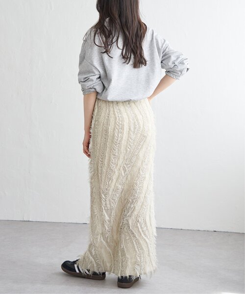 VENCEEXCHANGE（ヴァンスエクスチェンジ）の「麻タッチフリンジニットストレートスカート（スカート・レディース・その他1/ブラック/アイボリー・FREE）」の18枚目の写真