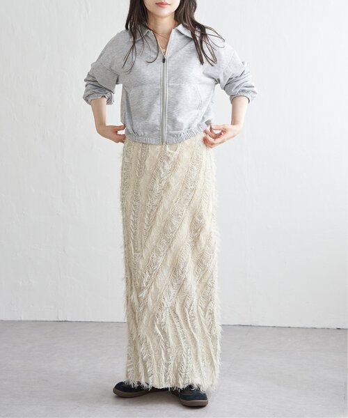 VENCEEXCHANGE（ヴァンスエクスチェンジ）の「麻タッチフリンジニットストレートスカート（スカート・レディース・その他1/ブラック/アイボリー・FREE）」の20枚目の写真