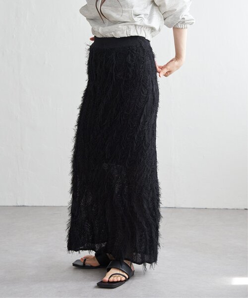 VENCEEXCHANGE（ヴァンスエクスチェンジ）の「麻タッチフリンジニットストレートスカート（スカート・レディース・その他1/ブラック/アイボリー・FREE）」の21枚目の写真