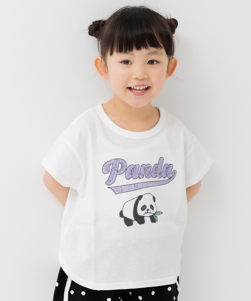 chil2（チルツー）の「ステッチ刺繍半袖Tシャツ（Tシャツ/カットソー・キッズ・サックスブルー/ホワイト/ピンク/ネイビー/イエロー・80ｃｍ/90cm/100cm/110cm/120cm/130cm）」の2枚目の写真