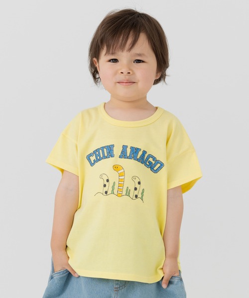 chil2（チルツー）の「ステッチ刺繍半袖Tシャツ（Tシャツ/カットソー・キッズ・サックスブルー/ホワイト/ピンク/ネイビー/イエロー・80ｃｍ/90cm/100cm/110cm/120cm/130cm）」の4枚目の写真