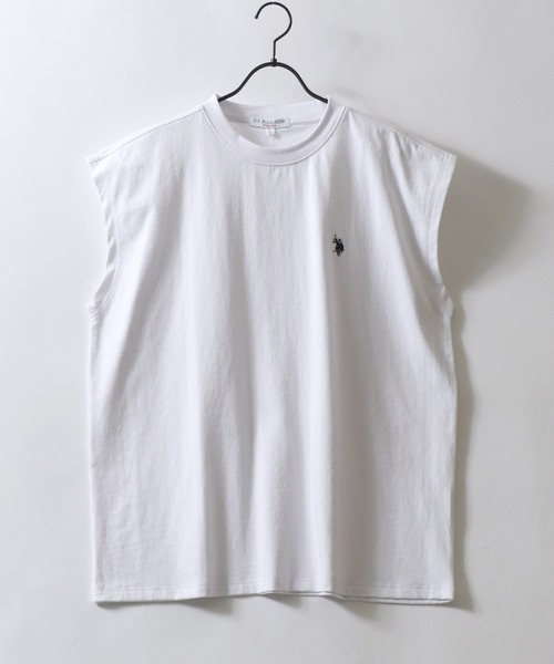 U.S. POLO ASSN.(ユーエスポロアッスン)の「U.S. POLO ASSN./ユーエスポロアッスン 別注 オーバーサイズ ワンポイント刺繍 ノースリーブシャツ タンクトップ(タンクトップ・メンズ・ダークグリーン/カーキ/ブラック/オートミール/ダークブルー/ホワイト・M/L/LL)」の2枚目の写真