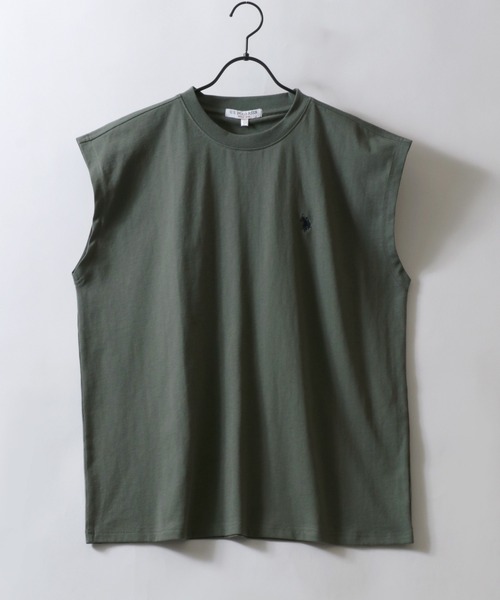 U.S. POLO ASSN.(ユーエスポロアッスン)の「U.S. POLO ASSN./ユーエスポロアッスン 別注 オーバーサイズ ワンポイント刺繍 ノースリーブシャツ タンクトップ(タンクトップ・メンズ・ダークグリーン/カーキ/ブラック/オートミール/ダークブルー/ホワイト・M/L/LL)」の5枚目の写真