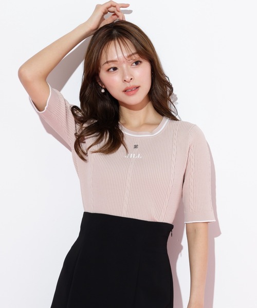 JILL by JILL STUART（ジルバイジルスチュアート）の「◇半袖ジャガードニット（ニット/セーター・レディース・グレー/ブルー/ホワイト/ピンク/ネイビー/ピンク系その他・FREE）」の6枚目の写真