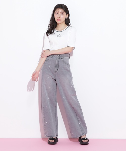 JILL by JILL STUART（ジルバイジルスチュアート）の「◇半袖ジャガードニット（ニット/セーター・レディース・グレー/ブルー/ホワイト/ピンク/ネイビー/ピンク系その他・FREE）」の13枚目の写真