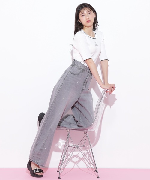 JILL by JILL STUART（ジルバイジルスチュアート）の「◇半袖ジャガードニット（ニット/セーター・レディース・グレー/ブルー/ホワイト/ピンク/ネイビー/ピンク系その他・FREE）」の11枚目の写真