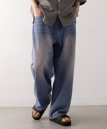 【HAUS】ヴィンテージグラデーションワイドストレートデニム
