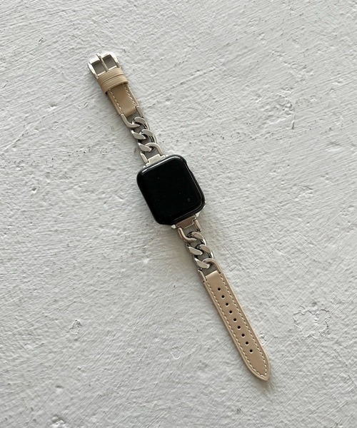 Me%（ミィパーセント）の「【ステンレス】AppleWatchチェーンゴウヒバンド 326036（デジタル腕時計・レディース・アイボリー/ブラック/ベージュ・MEDIUM）」の3枚目の写真