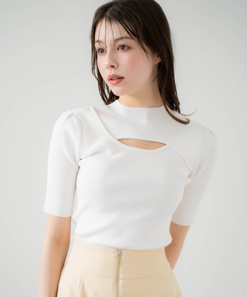 NOELA(ノエラ)の「2WAYオープンニット(ニット/セーター・レディース・オフホワイト/ブラック/ピンク/イエロー・フリー)」の2枚目の写真