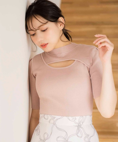 NOELA(ノエラ)の「2WAYオープンニット(ニット/セーター・レディース・オフホワイト/ブラック/ピンク/イエロー・フリー)」の4枚目の写真