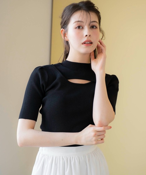 NOELA(ノエラ)の「2WAYオープンニット(ニット/セーター・レディース・オフホワイト/ブラック/ピンク/イエロー・フリー)」の3枚目の写真