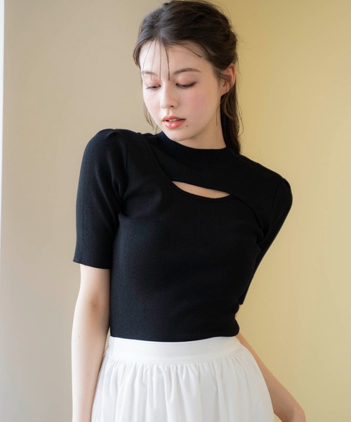 NOELA(ノエラ)の「2WAYオープンニット(ニット/セーター・レディース・オフホワイト/ブラック/ピンク/イエロー・フリー)」の8枚目の写真