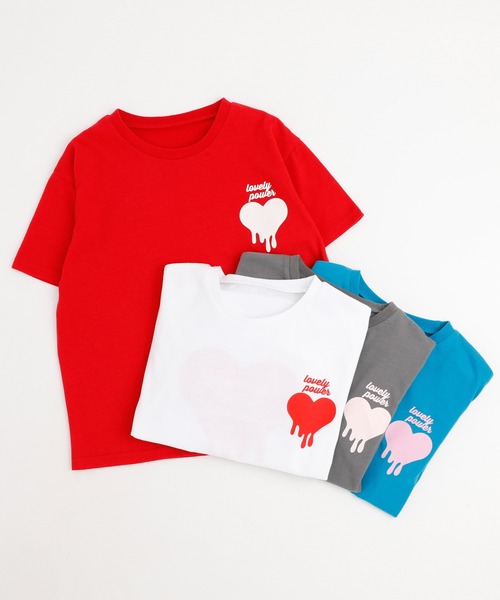 URBAN CHERRY（アーバンチェリー）の「【吸水速乾】オーバーサイズハートロゴプリントTシャツ（Tシャツ/カットソー・キッズ・ホワイト/レッド/ブルー/チャコール・110cm/120cm/130cm/140cm/150cm）」の13枚目の写真