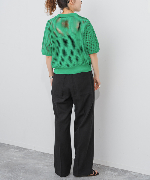 Spick＆Span ニット セーター メッシュポロシャツハーフスリーブ