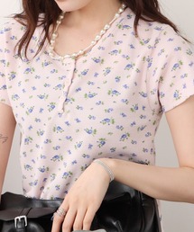 ROOPTOKYO | 小花柄  ヘンリーネック ワッフル半袖Ｔシャツ(Tシャツ/カットソー)