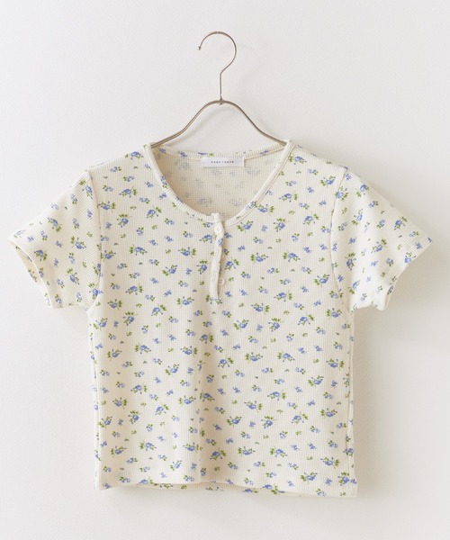 ROOPTOKYO（ループトウキョウ）の「小花柄  ヘンリーネック ワッフル半袖Ｔシャツ（Tシャツ/カットソー・レディース・アイボリー/ピンク/グレー・FREE）」の9枚目の写真
