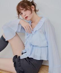 continuer de NICE CLAUP | 【@_chipi2xセレクト】楊柳シアーラッフルブラウス(シャツ/ブラウス)