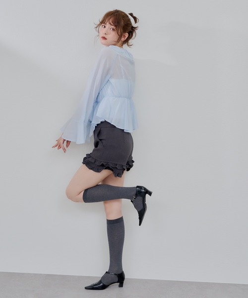 continuer de NICE CLAUP（コンティニューデナイスクラップ）の「【@_chipi2xセレクト】楊柳シアーラッフルブラウス（シャツ/ブラウス・レディース・キャメル/ピンク/オフホワイト/サックスブルー・FREE）」の20枚目の写真