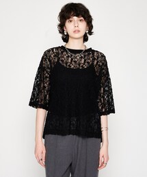 【手洗い可】レースシアープルオーバー