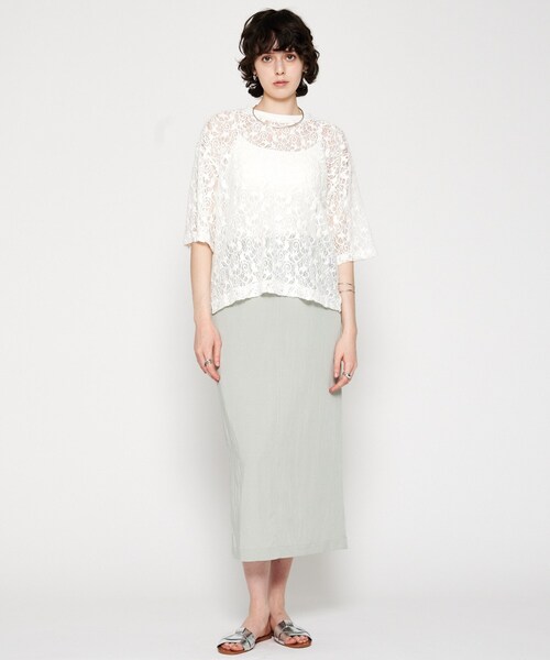 cloenc（クロエンス）の「【手洗い可】レースシアープルオーバー（Tシャツ/カットソー・レディース・ブラック/ホワイト・02）」の3枚目の写真