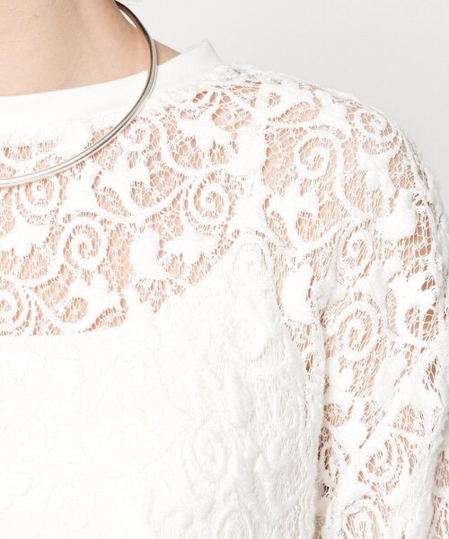 cloenc（クロエンス）の「【手洗い可】レースシアープルオーバー（Tシャツ/カットソー・レディース・ブラック/ホワイト・02）」の6枚目の写真