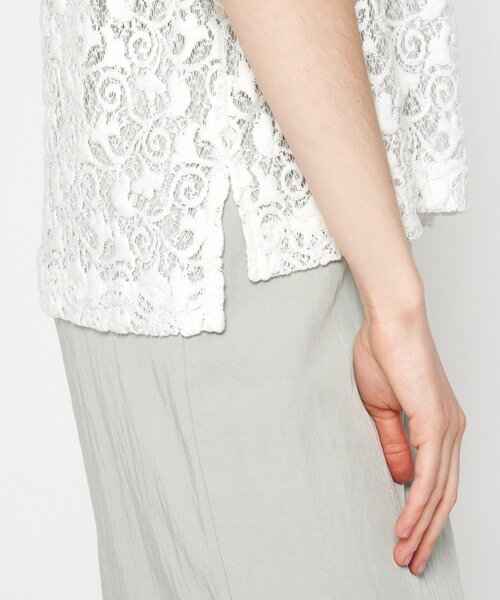 cloenc（クロエンス）の「【手洗い可】レースシアープルオーバー（Tシャツ/カットソー・レディース・ブラック/ホワイト・02）」の7枚目の写真