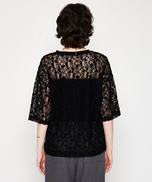 cloenc（クロエンス）の「【手洗い可】レースシアープルオーバー（Tシャツ/カットソー・レディース・ブラック/ホワイト・02）」の10枚目の写真