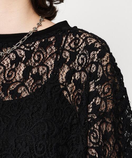 cloenc（クロエンス）の「【手洗い可】レースシアープルオーバー（Tシャツ/カットソー・レディース・ブラック/ホワイト・02）」の11枚目の写真
