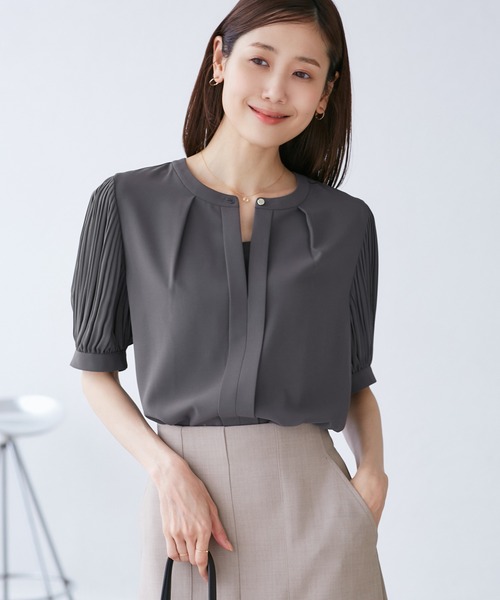 プリーツフリルハーフスリーブブラウス Fit more ブラウス シャツ 「ZOZO限定商品＆限定カラー