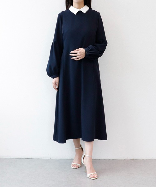 Sirin（シリン）の「2way Aラインパフスリーブワンピース【2サイズ展開】（ワンピース・レディース・ライトグレー/ベージュ/ネイビー・X-SMALL/SMALL）」の3枚目の写真