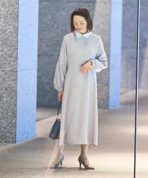 パフスリーブ」に該当するワンピース（グレー/灰色系）ファッション