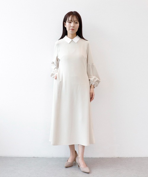 Sirin（シリン）の「2way Aラインパフスリーブワンピース【2サイズ展開】（ワンピース・レディース・ライトグレー/ベージュ/ネイビー・X-SMALL/SMALL）」の7枚目の写真