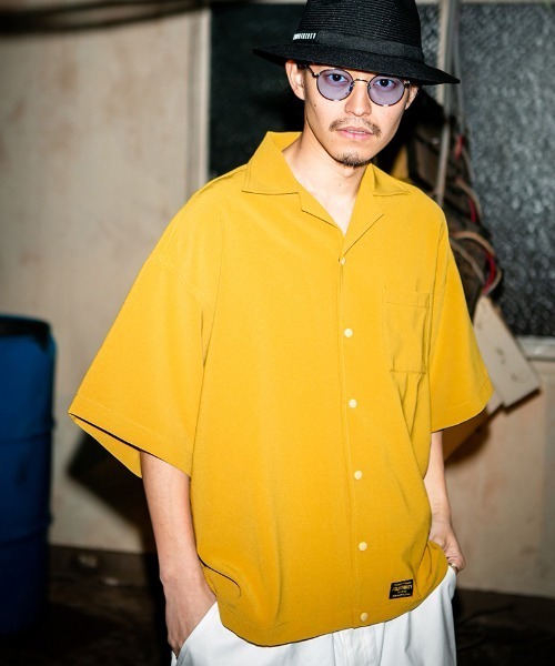 430(フォーサーティ)の「mhs2379- S/S POLY OC WIDE SHIRT ワイドシャツ(シャツ/ブラウス・メンズ・ブラック/ネイビー/ブルーグレー/マスタード・0/1/2/3)」の4枚目の写真