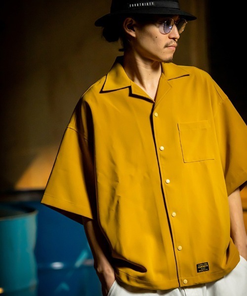 430(フォーサーティ)の「mhs2379- S/S POLY OC WIDE SHIRT ワイドシャツ(シャツ/ブラウス・メンズ・ブラック/ネイビー/ブルーグレー/マスタード・0/1/2/3)」の5枚目の写真
