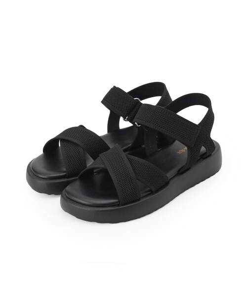 SHOO・LA・RUE(シューラルー)の「大人のカジュアルコーデに 私にフィットする ニットサンダル(サンダル・レディース・ブラック/シルバー/ブラウン系その他・35/45)」の2枚目の写真