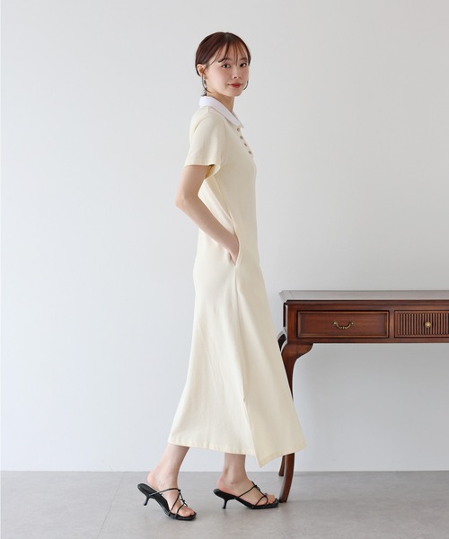 BLUEEAST（ブルーイースト）の「ハート刺繍ポロシャツワンピース（ワンピース・レディース・ネイビー/アイボリー/グレー/ブラック・MEDIUM）」の10枚目の写真