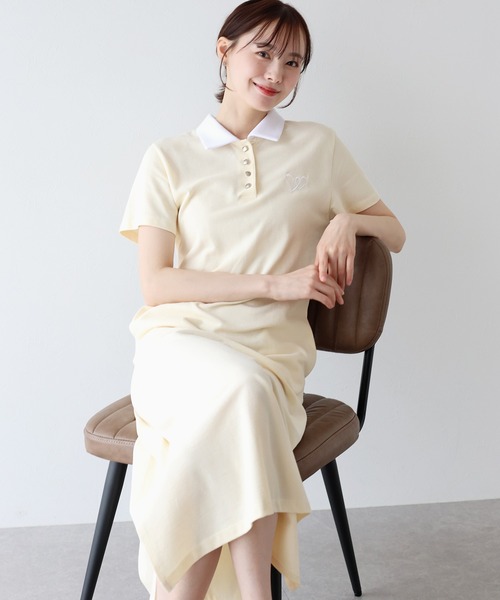 セール】ハート刺繍ポロシャツワンピース（ワンピース