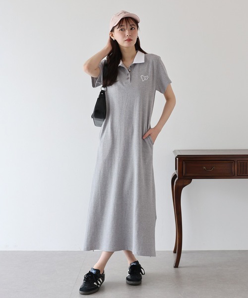 BLUEEAST（ブルーイースト）の「ハート刺繍ポロシャツワンピース（ワンピース・レディース・ネイビー/アイボリー/グレー/ブラック・MEDIUM）」の13枚目の写真