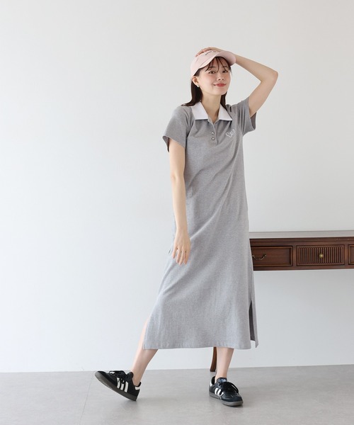 BLUEEAST（ブルーイースト）の「ハート刺繍ポロシャツワンピース（ワンピース・レディース・ネイビー/アイボリー/グレー/ブラック・MEDIUM）」の18枚目の写真