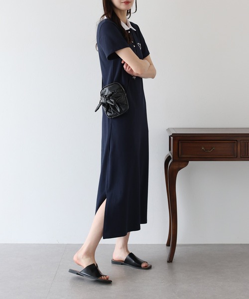 BLUEEAST（ブルーイースト）の「ハート刺繍ポロシャツワンピース（ワンピース・レディース・ネイビー/アイボリー/グレー/ブラック・MEDIUM）」の20枚目の写真