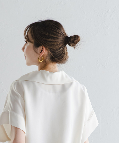 【洗える】2WAY ワイドカラーキュプラブラウス　NOBLE 追加》【洗える】2WAYワイドカラーキュプラブラウス（シャツ／ブラウス