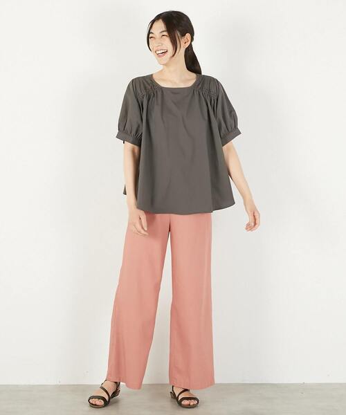 MELROSE claire（メルローズ クレール）の「2WAYギャザーブラウス（シャツ/ブラウス・レディース・オフホワイト/ブルー/チャコールグレー/チェック・FREE）」の14枚目の写真