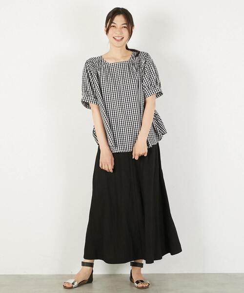 MELROSE claire（メルローズ クレール）の「2WAYギャザーブラウス（シャツ/ブラウス・レディース・オフホワイト/ブルー/チャコールグレー/チェック・FREE）」の12枚目の写真
