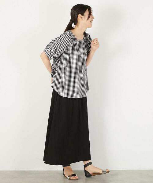 MELROSE claire（メルローズ クレール）の「2WAYギャザーブラウス（シャツ/ブラウス・レディース・オフホワイト/ブルー/チャコールグレー/チェック・FREE）」の7枚目の写真