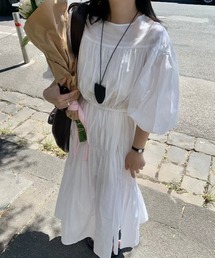クルーネックリボンワンピース