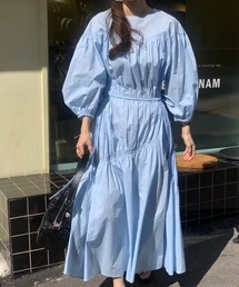 クルーネックリボンワンピース