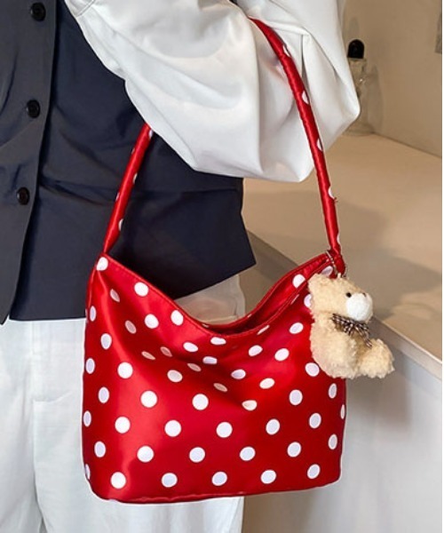 WEGO（ウィゴー）の「WEGO/ドット柄ワンハンドバッグ（ハンドバッグ・レディース・ホワイト/レッド/ブラック・FREE）」の3枚目の写真