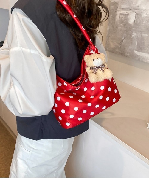 WEGO（ウィゴー）の「WEGO/ドット柄ワンハンドバッグ（ハンドバッグ・レディース・ホワイト/レッド/ブラック・FREE）」の12枚目の写真